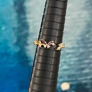 18k Gold Plated Dainty Adjustable Butterfly Ring | H